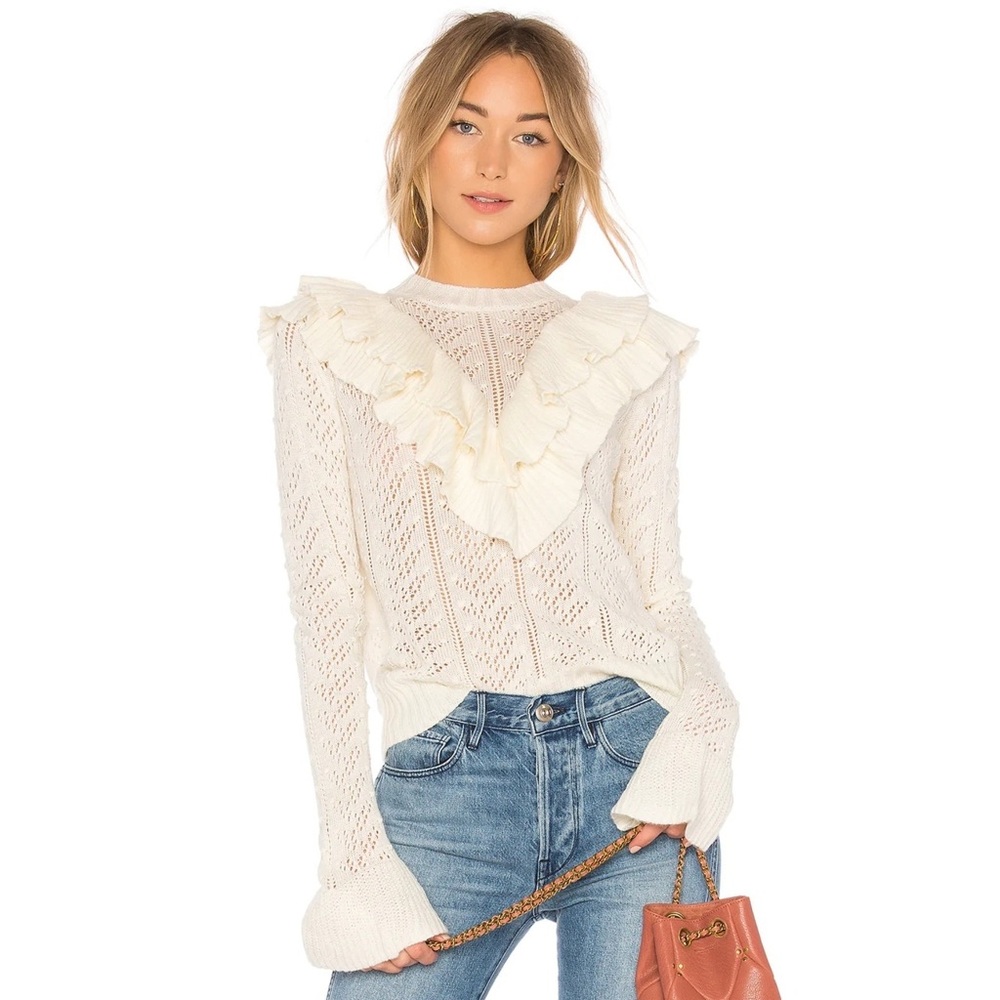 TULAROSA POINTELLE RUFFLE SWEATER MAJORELLE LOVERS FRIENDS LOVE LEMONS LACADEMIE